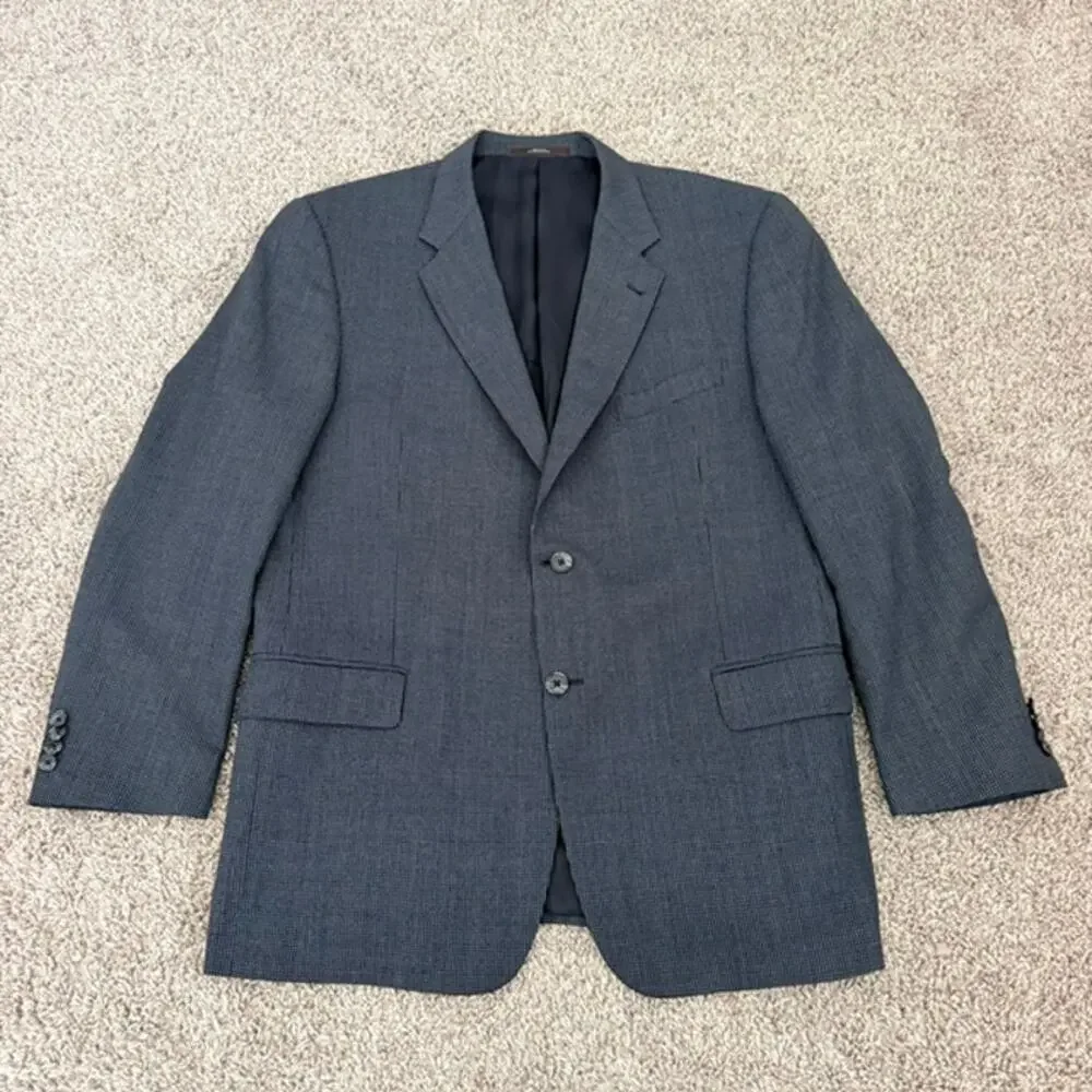 Joseph Abboud Sport Coat Men 44R Blue-Gray Worsted Wool Modern Business Travel